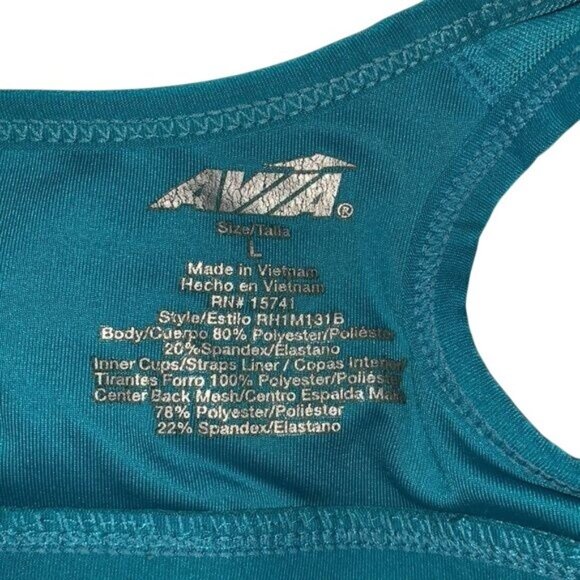 Avia Teal Racerback Sports Bra Size M 80% Polyester 20% Spandex Womens Activewea - Picture 2 of 9